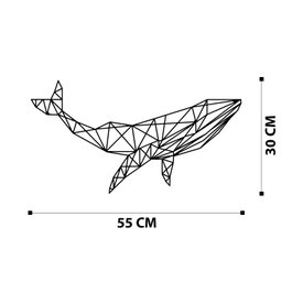 Wallity Whale 1 Escultura de Pared en Metal Negro